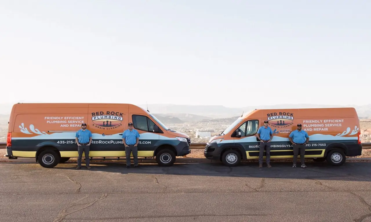 Red Rock Plumbing company team and service vehicles